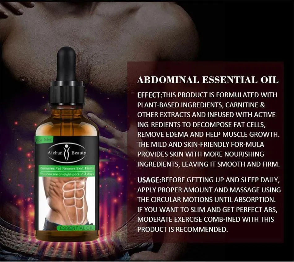 Aichun Beauty Eight Pack Abdominal Essential Oil for Men Strong Belly Burning Muscle Fat Remove Renews Skin Weight Loss Slimming Oil