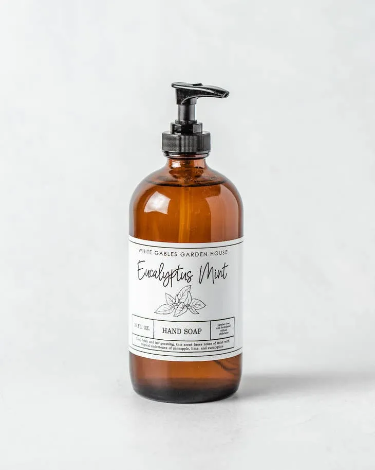 Amber Glass Jar Hand Soaps ~ 3 Scents