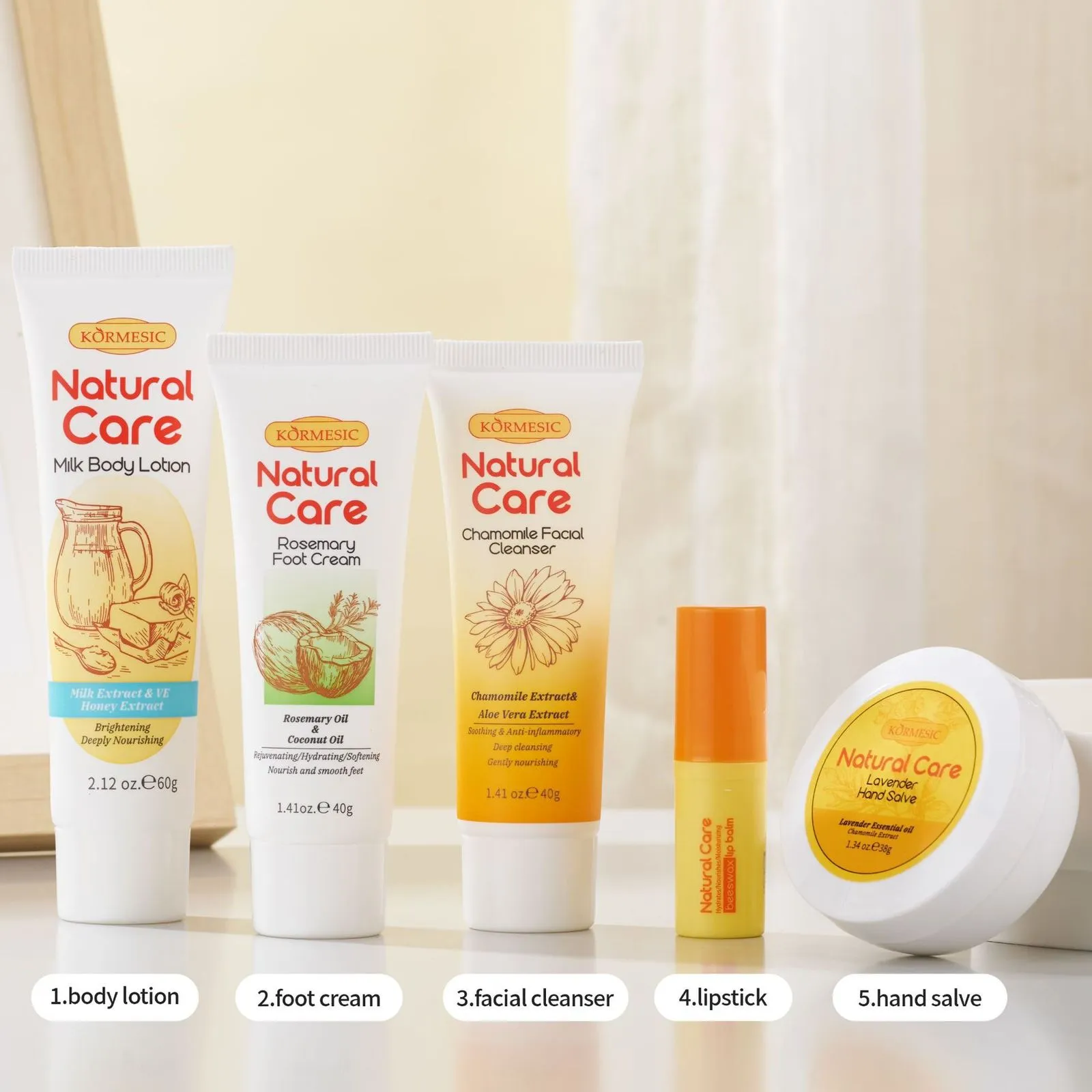 Kormesic Natural Care Essential Kit Moisturizing Nourishing and Cleansing Skincare Set & Gift Box