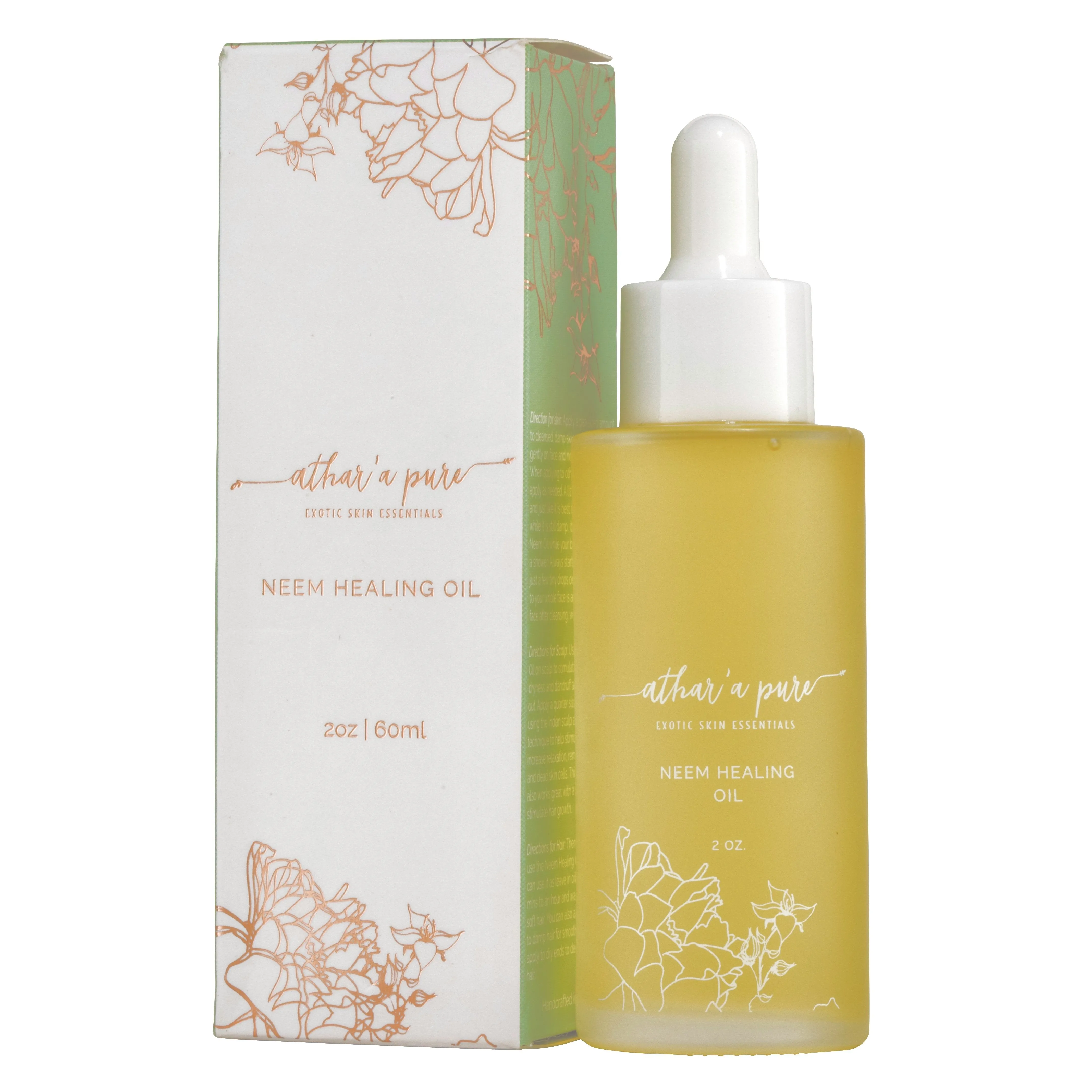 Neem Healing Oil for Skin, Hair and Nails (100% Natural, Vegan) by Athar'a Pure