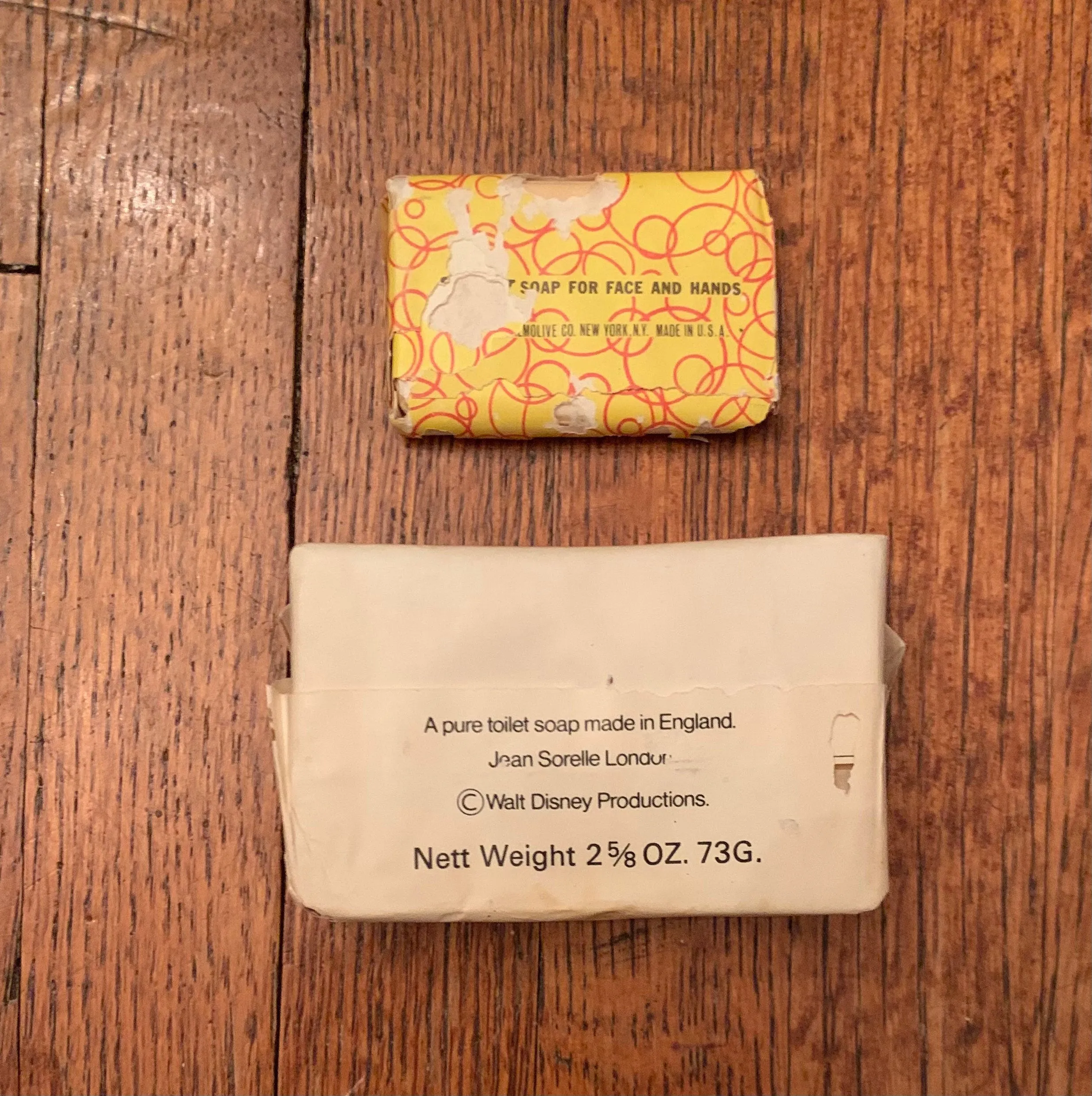 Vintage 1970s Mickey Mouse Bars of Soap, set of 2