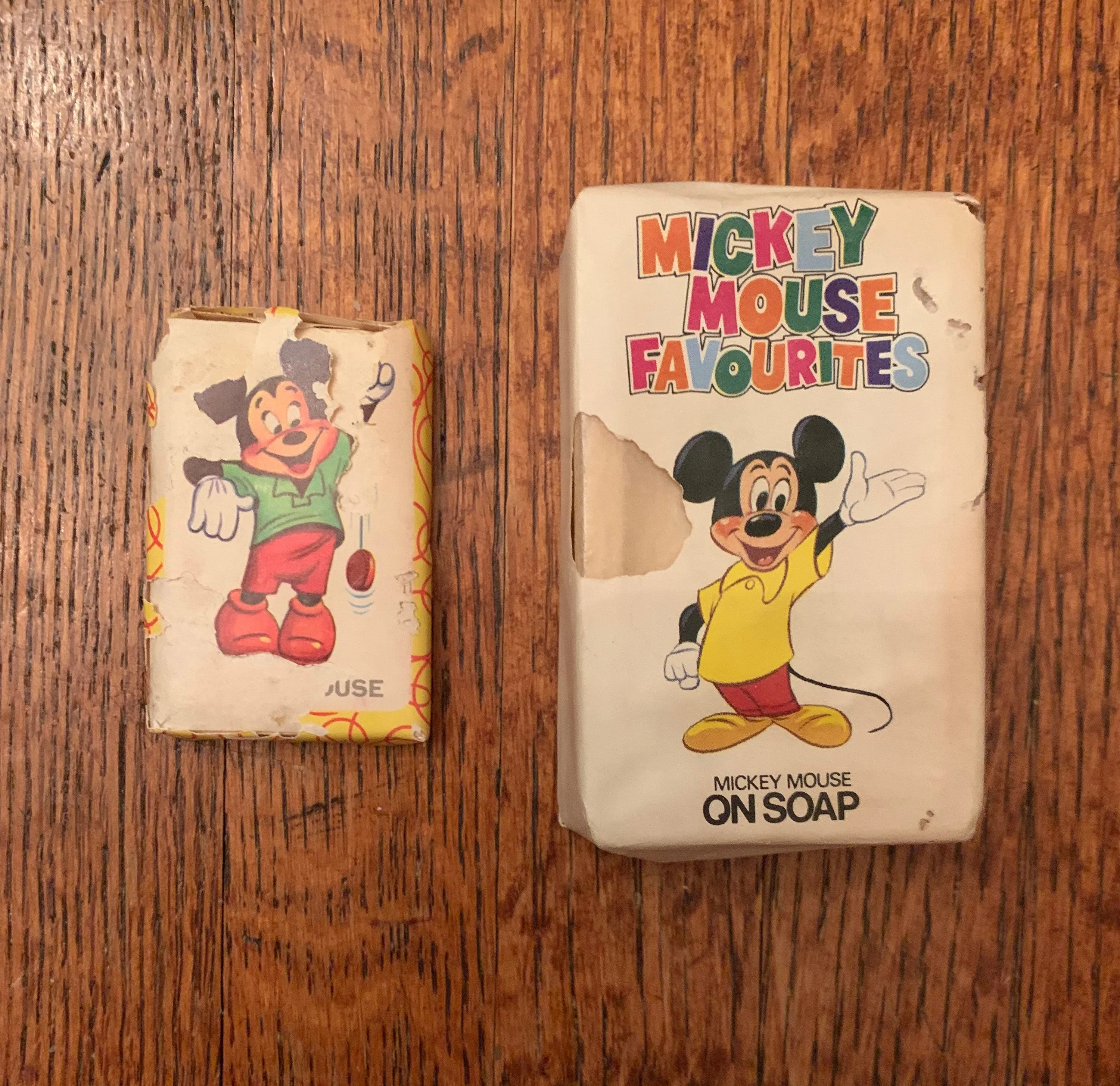 Vintage 1970s Mickey Mouse Bars of Soap, set of 2